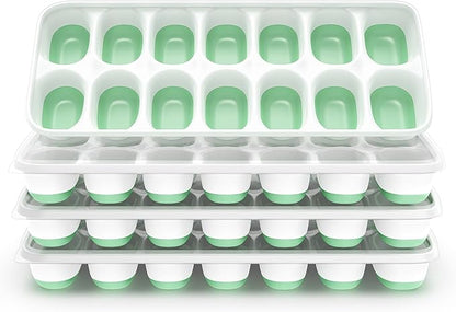 ChefAide Ice Cube Tray with Lid, 4 Packs 56 Cubes Durable Stackable Ice Cube by ChefAide