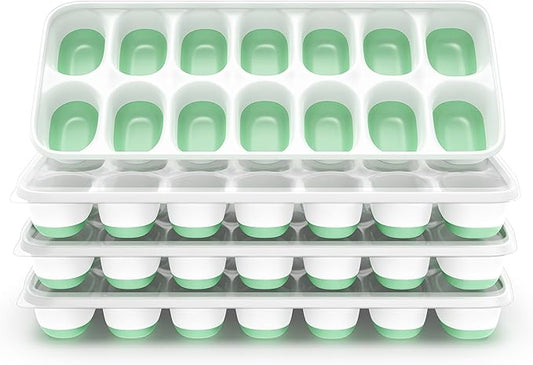 ChefAide Ice Cube Tray with Lid, 4 Packs 56 Cubes Durable Stackable Ice Cube by ChefAide