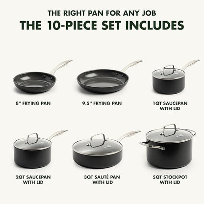 GreenPan Canterbury 10 Piece Cookware Pot and Pans Set, Hard Anodized PFAS-Free - Image 3