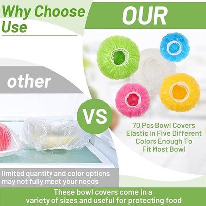70 Pcs Bowl Covers, 5 Size Plastic Food Covers - Image 2