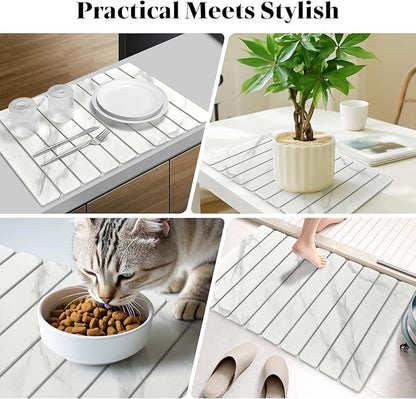 Stone Dish Drying Mats for Kitchen Counter, Collapsible Quick Drying Dish Mats - Image 7