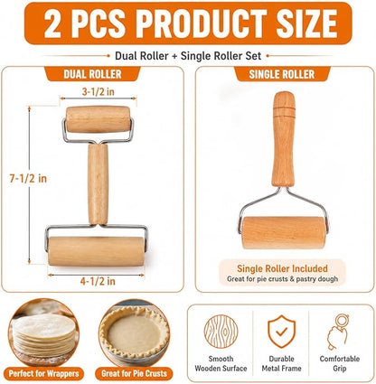 Small Wooden Rolling Pin for Baking, 7 Inch Mini Dough Roller, Non Stick Pizza - Image 3