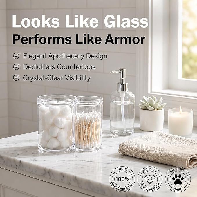 ForPro Clear Acrylic 2-Compartment Apothecary Jar - Image 4