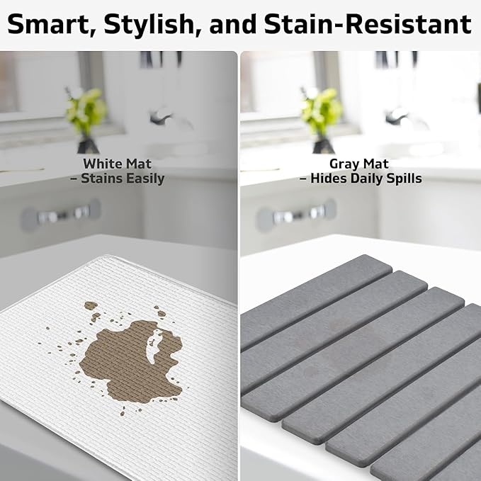Stone Dish Drying Mat for Kitchen Counter – Collapsible 24"×16 Super Absorbent - Image 5