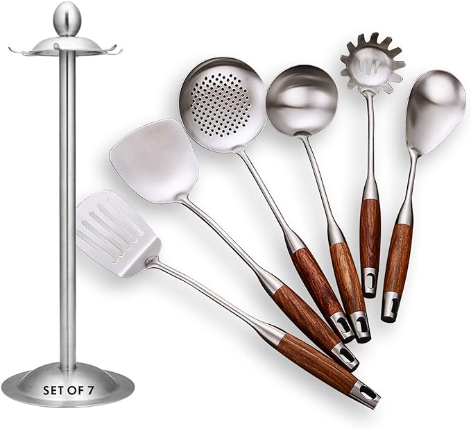 Cooking Utensils Set, Heat Resistant Wooden Handle Kitchen Tools by GXONEHomeKitchen
