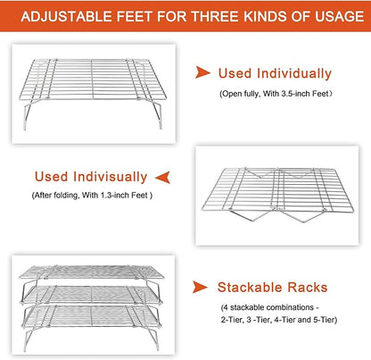 P&P CHEF Cooling Rack, 5-Tier Stainless Steel Stackable Baking Cooking Racks - Image 2