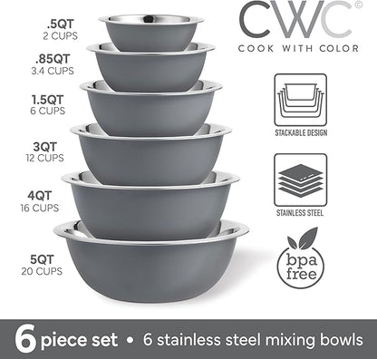 COOK WITH COLOR Stainless Steel Mixing Bowls Set - Image 2