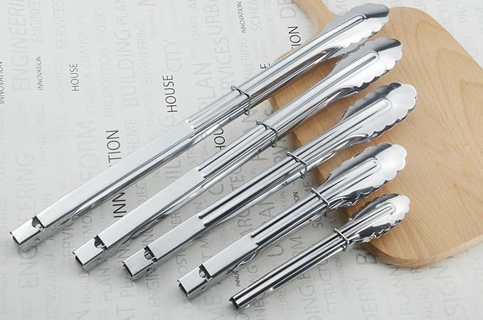 HINMAY Stainless Steel Serving Tongs Grilling Tongs - Image 5