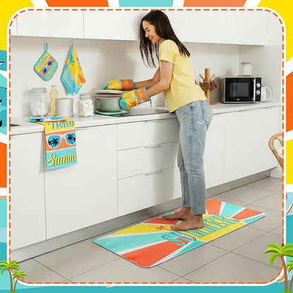 Fourluoo 10 Pcs Hello Summer Kitchen Decor and Accessories Sunshine Beach Oven - Image 4