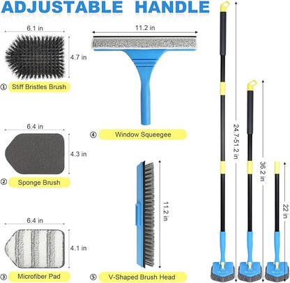 Tile Tub Scrubber Brush with 5 Different Function Cleaning Heads and 51" - Image 2