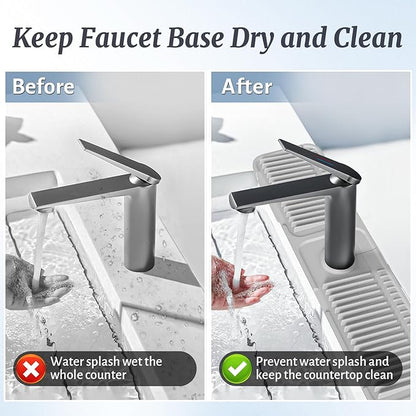 PoYang 24 inch Faucet Mat for Kitchen Sink Splash Guard, 7° Slope Silicone Sink - Image 7