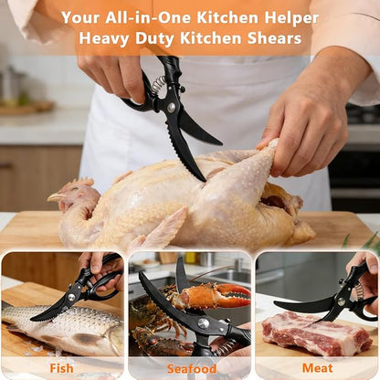 Kitchen Poultry Shears Heavy Duty, Stainless Steel Kitchen Meat Cutting Scissors - Image 4