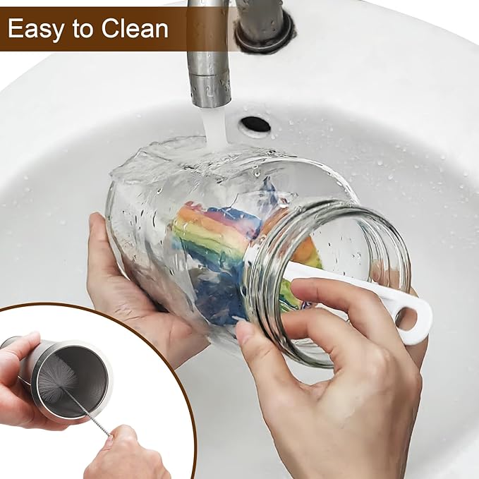 Cold Brew Coffee Maker, 64oz Iced Coffee Tea Pitcher with Stainless Steel Filter & Coffee Mat, 1/2 Gallon Heavy Duty Glass Mason Jar Cold Brew Maker with Pour Spout Handle Lid, 2 Brushes, Leak-Proof