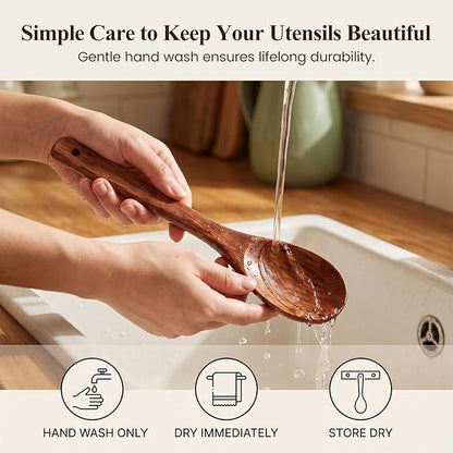 HANSGO Wooden Spoons for Cooking, 12Inch Wooden Spatula for Stirring Frying - Image 6
