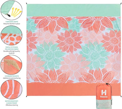 HIHOHO Beach Blanket Waterproof Sandproof Extra Large Beach Mat 79" X - Image 3
