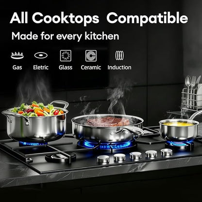 COOKER KING Non Stick Pots and Pans Set, Frying Pans, Saute Pan & Stock Pot - Image 5