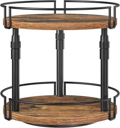 HOOBRO Lazy Susan Organizer Spice Rack, 2-Tier Height Adjustable Rotating Spice by HOOBRO