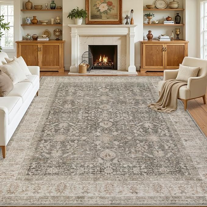 10x14 Area Rug for Living Room: Vintage Boho Neutral Washable Rug Indoor Soft - Image 8