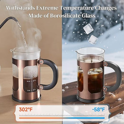 Veken French Press Coffee Maker 21oz 0.6 L, Single Serve Small Pot, Heat - Image 3