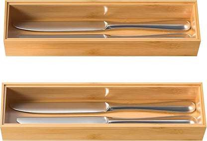 VeyFey Silverware Tray for Drawer, Stackable Kitchen Bamboo Drawer Organizer - Image 7