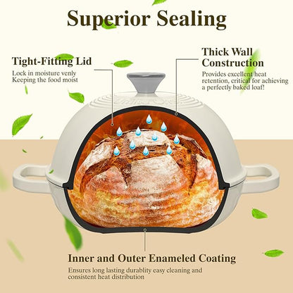 Enameled Round Cast Iron Bread Oven, 6 Qt Cast Iron Dutch Oven - Image 7