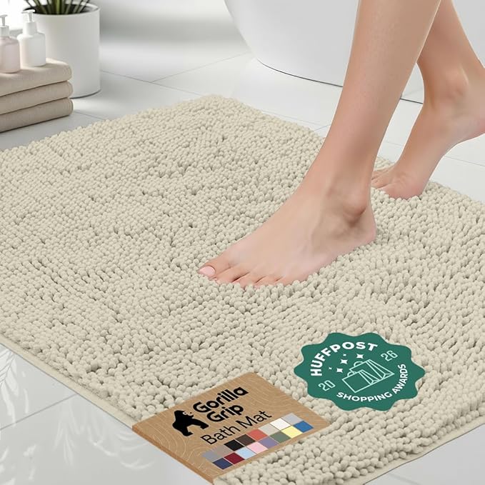 GORILLA GRIP Bath Rug Mat, Thick Soft Absorbent Chenille, Quick Dry Microfiber by Unknown