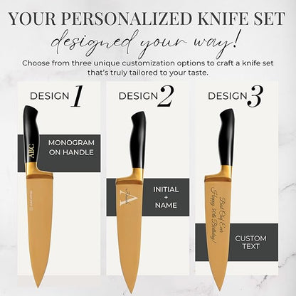 Personalized Black and Gold Knife Set - Image 2