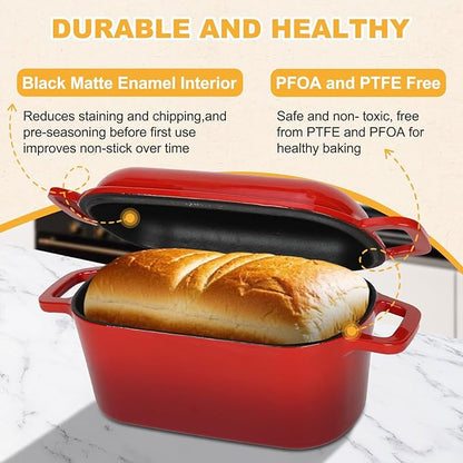 3.6QT Oval Enameled Cast Iron Dutch Oven, Sourdough Bread Baking Pan - Image 7