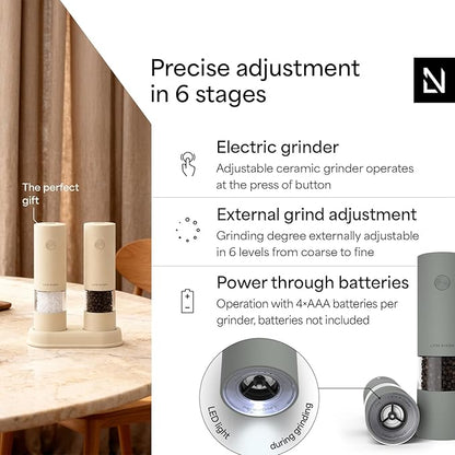 LARS NYSØM Electric Salt and Pepper Grinder Set I Automatic Salt and Pepper - Image 2