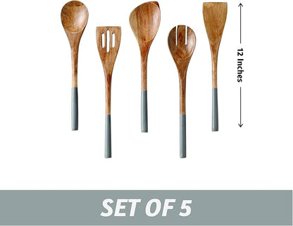 Folkulture Wooden Spoons for Cooking | 12" Premium Acacia Wooden Utensil Set of - Image 3