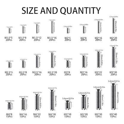 440Pcs 304 Stainless Steel Slotted Spring Pin Assortment Kit, M1.5 M2 M2.5 M3 - Image 2