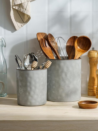 famiware Ocean Utensil Holder, 7.2"+5.8" Ceramic Kitchen Utensil Holder - Image 8
