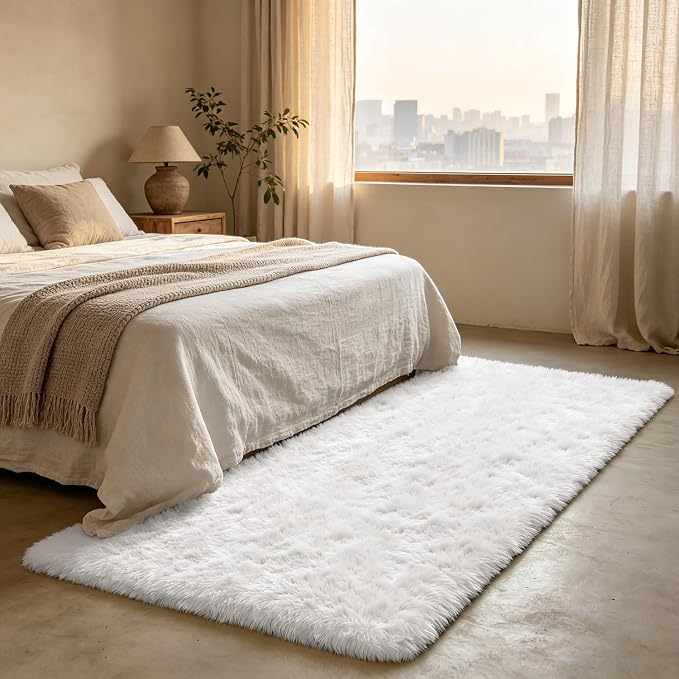 Shag Runner Rug for Bedroom Living Room 3x7 Upgrade Non-Slip Fluffy Soft - Image 3