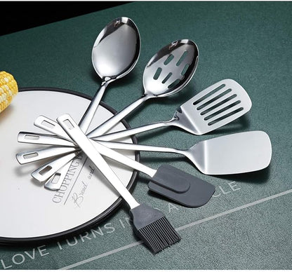 Cooking Spoon, Berglander 6 Pieces Spatula Set Stainless Steel, Metal Spatula - Image 4