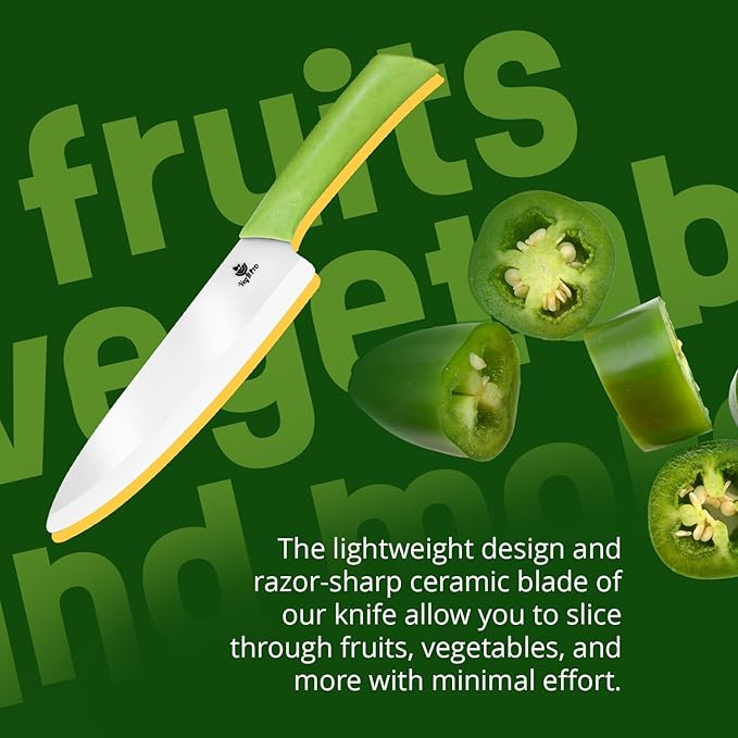 Durable Ceramic Knife for Chopping Vegetables & Fruits, 8” Non-Reactive and - Image 3