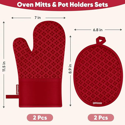 Oven Mitts and Pot Holders 4 Sets, Heat Resistant 500 ℉ Oven Mitt and Pot Holder - Image 2