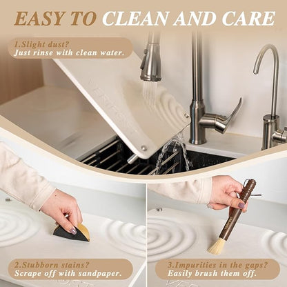 Pearl White 2Pcs Large Stone Dish Drying Mat - Image 7
