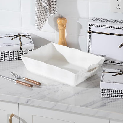 Sweejar Casserole Dishes for Oven, Ceramic 9x13 Baking Dish, Wave Edge Bakeware - Image 6