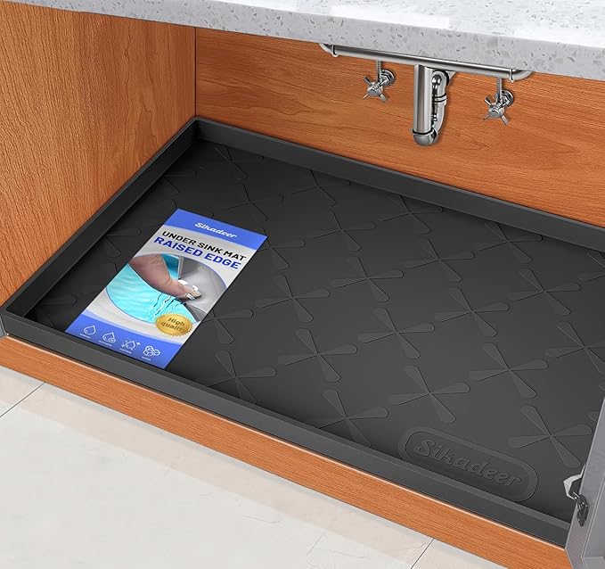 SIKADEER 40" x 22" Under Sink Mat Waterproof, Silicone Mat Kitchen Drawer Shelf by SIKADEER