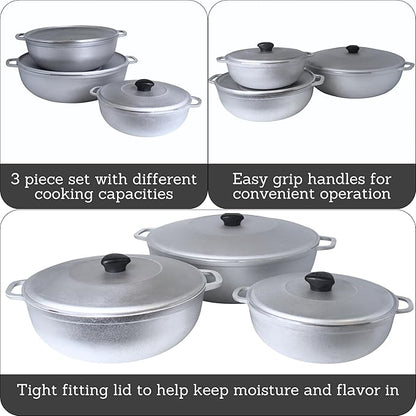 IMUSA Caldero Stock Pot with Lid 3pc Set, 1.5/3.5/7 QT, Cast Aluminum, Riveted - Image 2