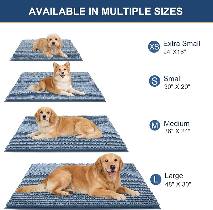 OLANLY Dog Door Mat for Muddy Paws 34x21, Ultra Absorbent Chenille Mud Doormat - Image 2