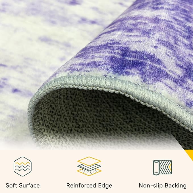 RELEANY Washable Area Rugs 8ft Non-Slip Modern Abstract Soft - Image 3