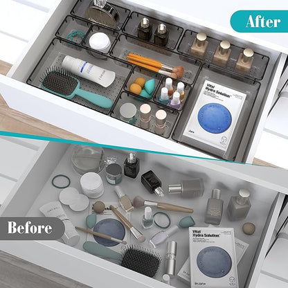 StorMiracle 13 PCS Clear Plastic Drawer Organizers Set, 4 Size Desk Drawer - Image 4