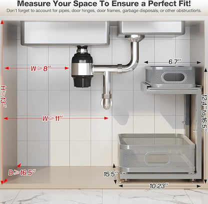 2 Pack 15.5IN-Depth Under Sink Organizer - Image 2