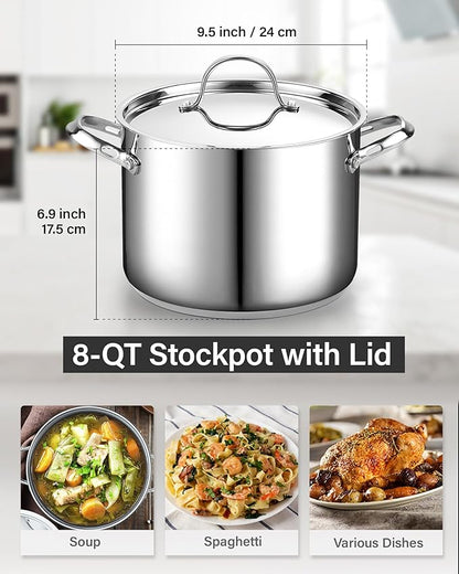Cooks Standard 18/10 Stainless Steel Stockpot 8-Quart, Classic Deep Cooking Pot - Image 3