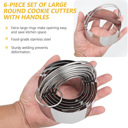 6 Pcs Large Cookie Cutters, Round Biscuit Cutter Set - Image 2