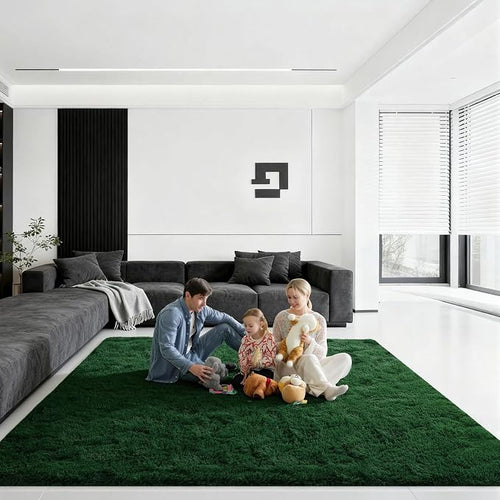 8x10 Area Rugs for Living Room, Large Fluffy Dark Green Rugs for Bedroom by Unknown