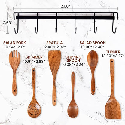 6x Large Wooden Spoons for Cooking Kitchen Utensil Set Smooth Finish Wooden - Image 4