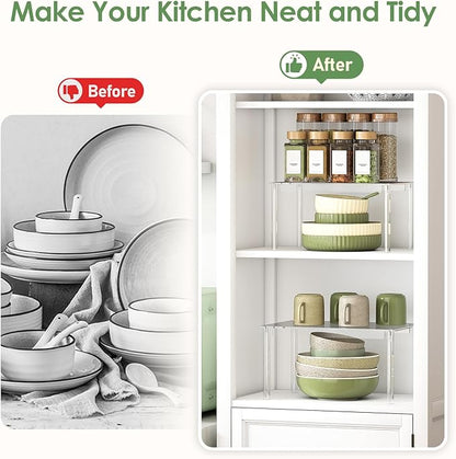 Delamu Clear Kitchen Cabinet Organizer, Stackable Cabinet Shelf - Image 6