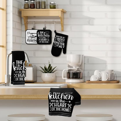 Sratte 6 Pcs Kitchen Decor Accessories Set Farmhouse Towels Pot Holders Oven - Image 6